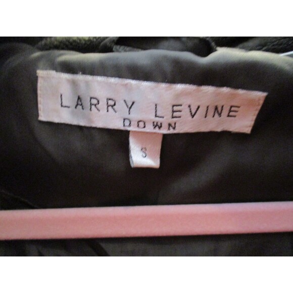 Larry Levine Womens S Down Puffer Jacket Green Faux Fur Hood Removable Trim Coat - Picture 7 of 9